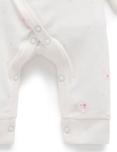 Premmie Crossover Growsuit - Pale Pink Bear