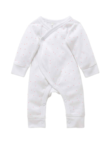 Premmie Crossover Growsuit - Pale Pink Spot