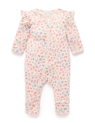 Printed Zip Growsuit - Flora (00000)