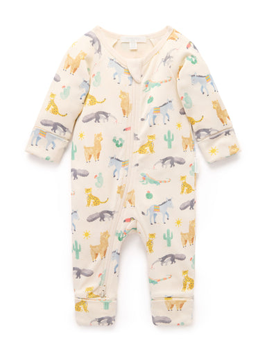 Printed Zip Growsuit - Animal Fiesta (00000)