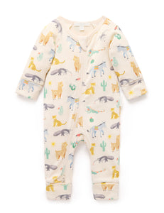 Printed Zip Growsuit - Animal Fiesta (00000)