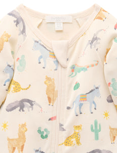 Printed Zip Growsuit - Animal Fiesta (00000)