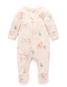 Printed Zip Growsuit - Little Llama (00000)