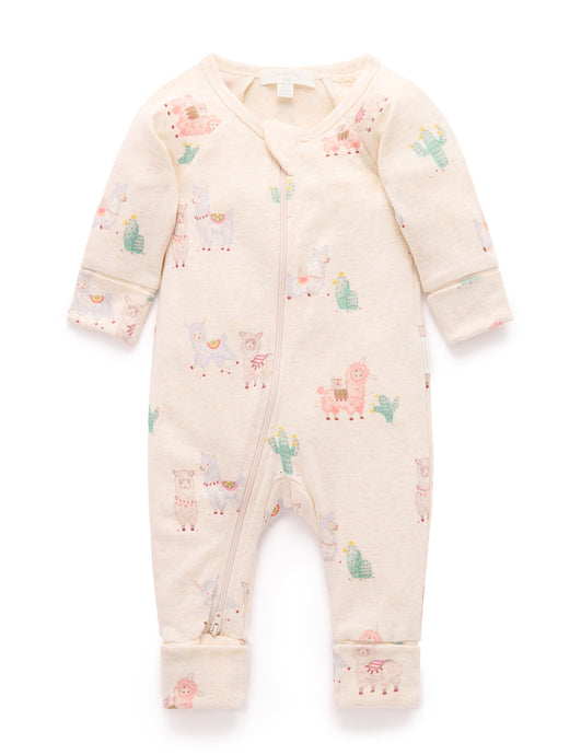 Printed Zip Growsuit - Little Llama (00000)