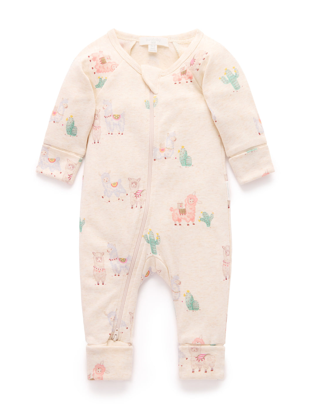 Printed Zip Growsuit - Little Llama (00000)