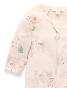 Printed Zip Growsuit - Little Llama (00000)