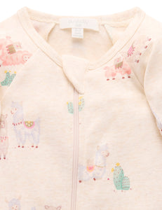 Printed Zip Growsuit - Little Llama (00000)