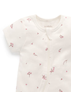 Pure Baby Short Leg Zip Growsuit - Vanilla Blossom