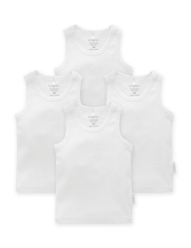 COMING SOON Rib Singlet 4 Pack - White