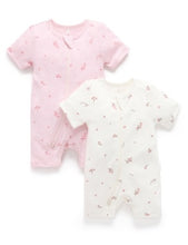Load image into Gallery viewer, Short Zip Growsuit 2 Pack - Pale Pink Blossom (00000)