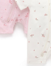 Load image into Gallery viewer, Short Zip Growsuit 2 Pack - Pale Pink Blossom (00000)