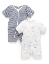 Load image into Gallery viewer, Short Zip Growsuit 2 Pack - Vanilla Nautical (00000)