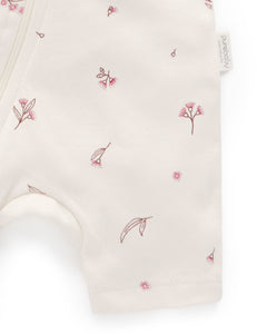 Pure Baby Short Leg Zip Growsuit - Vanilla Blossom