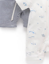 Load image into Gallery viewer, Short Zip Growsuit 2 Pack - Vanilla Nautical (00000)