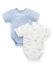 Load image into Gallery viewer, Easy Neck Short Sleeve Bodysuit 2 Pack - Nautical Pale Blue (00000)