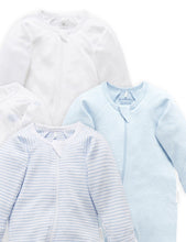 Load image into Gallery viewer, Pure Baby Zip Growsuit 4 Pack - Pale Blue