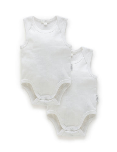 Pure Baby Pointelle Bodysuit 2 Pack - White