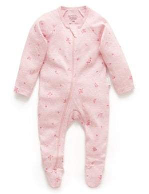 Pure Baby Zip Growsuit - Peony Blossom