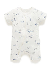 Load image into Gallery viewer, Pure Baby Short Leg Zip Growsuit - Vanilla Nautical