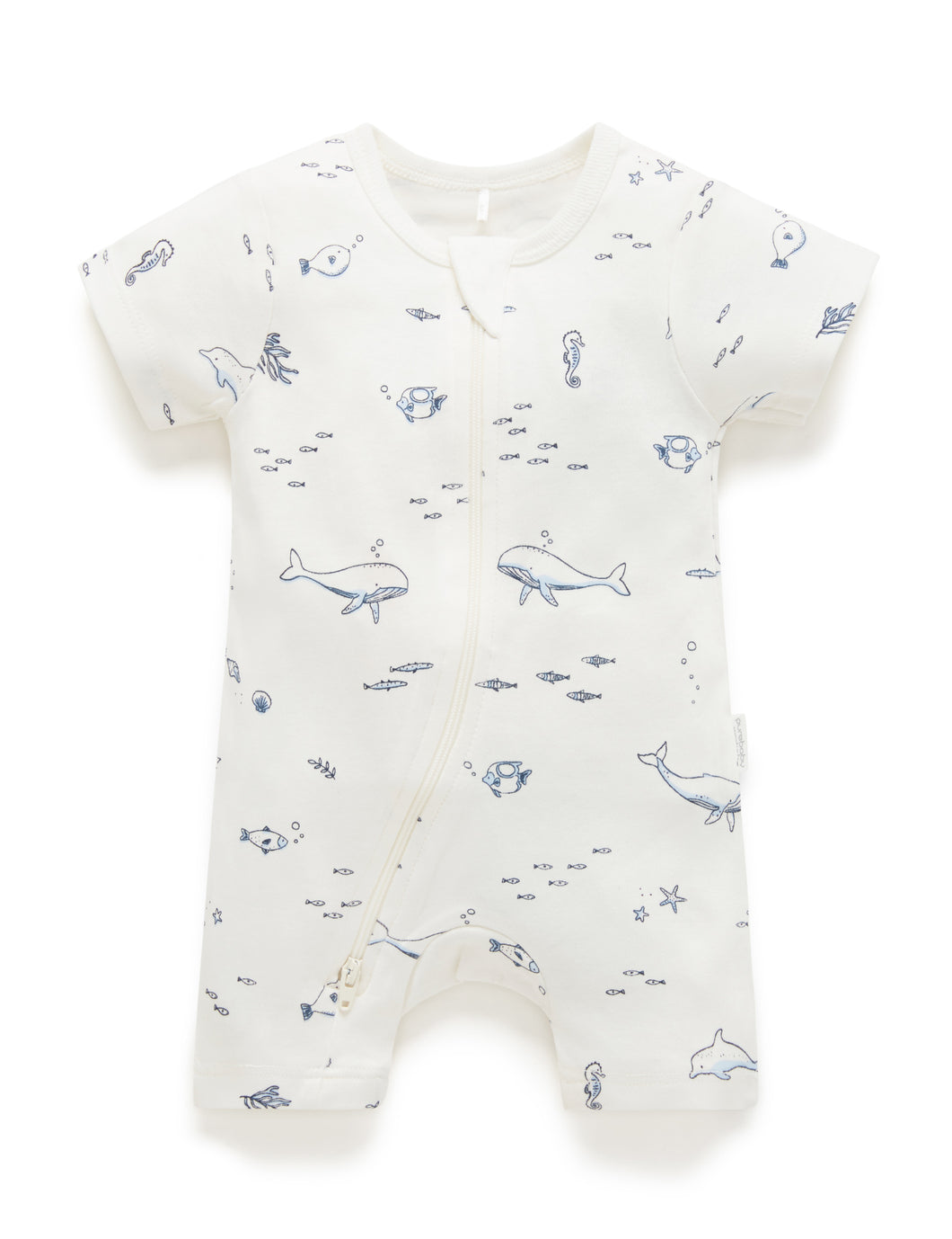 Pure Baby Short Leg Zip Growsuit - Vanilla Nautical