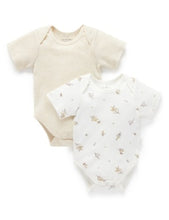 Load image into Gallery viewer, Easy Neck Short Sleeve Bodysuit 2 Pack - Wattle Bee Wheat Melange (00000)