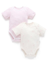 Load image into Gallery viewer, Easy Neck Short Sleeve Bodysuit 2 Pack - Pale Pink Bear (00000)