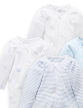 Load image into Gallery viewer, Pure Baby Zip Growsuit 4 Pack - Pale Blue