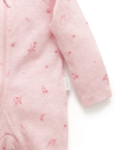 Pure Baby Zip Growsuit - Peony Blossom