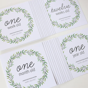 'I'm Growing!' (Eucalyptus) Age Premature Baby Milestone Cards