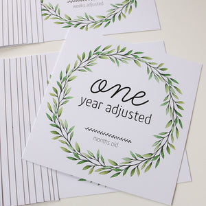 'I'm Growing!' (Eucalyptus) Age Premature Baby Milestone Cards