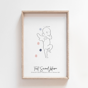 Angel Baby Birth Print Birth Poster Baby Announcement Nursery Art