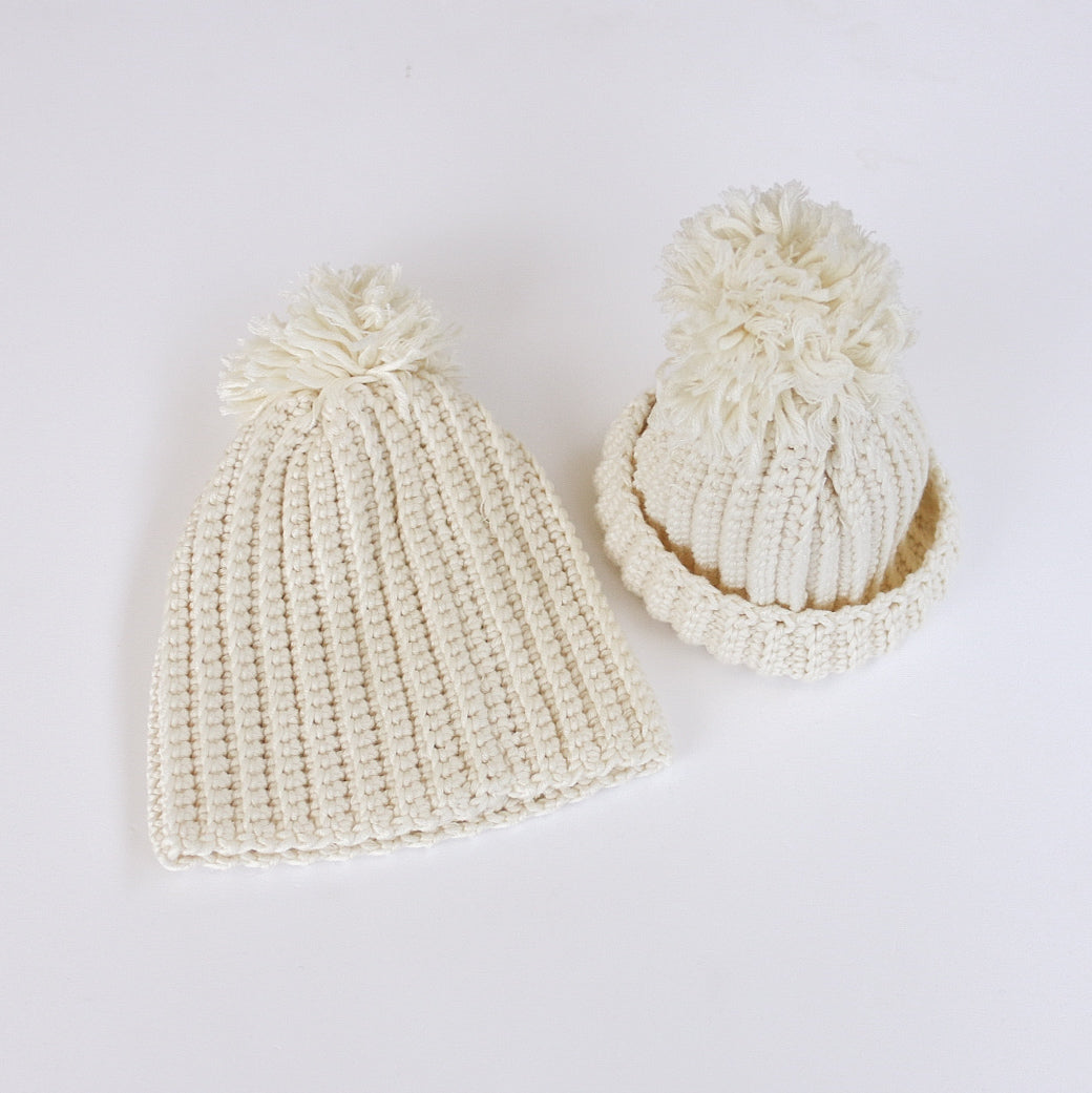 Premmie 'Pom Pom' Beanie (Ribbed) - Bamboo Cotton