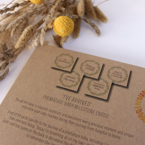 'I've Arrived' Eucalyptus Premature Baby Milestone Cards