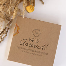 Load image into Gallery viewer, &#39;We&#39;ve Arrived&#39; (Twin) Eucalyptus Premature Baby Milestone Cards