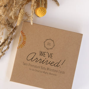 'We've Arrived' (Twin) Eucalyptus Premature Baby Milestone Cards