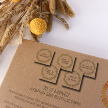 Load image into Gallery viewer, &#39;We&#39;ve Arrived&#39; (Twin) Eucalyptus Premature Baby Milestone Cards