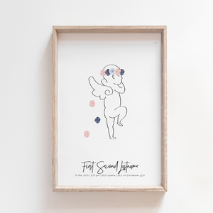 Angel Baby Birth Print Birth Poster Baby Announcement Nursery Art