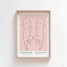 Load image into Gallery viewer, Baby Birth Print Birth Poster Twin Sibling Baby Announcement Nursery Art
