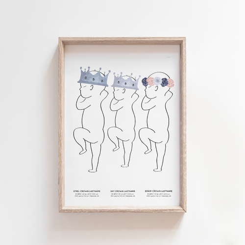 Baby Birth Print Birth Poster Sibling Baby Announcement Nursery Art
