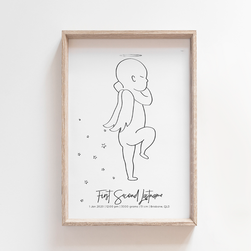 Angel Baby Zero Print | 1:1 Birth Print | Digital File