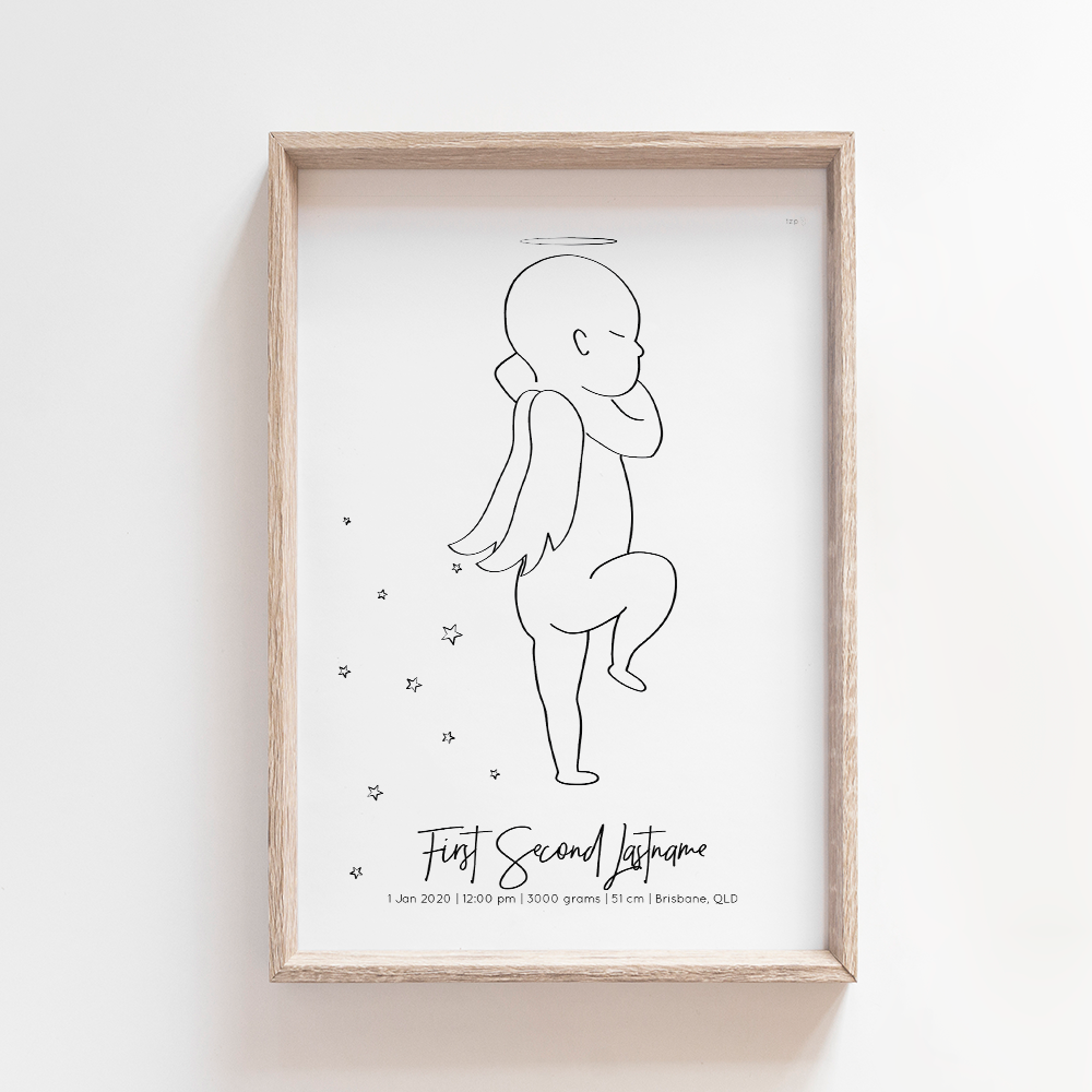 Angel Baby Zero Print | 1:1 Birth Print | Digital File