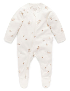 Pure Baby Zip Growsuit - Vanilla Cottonbud