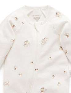 Pure Baby Zip Growsuit - Vanilla Cottonbud