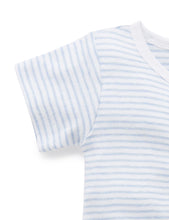 Load image into Gallery viewer, Pure Baby Short Leg Zip Growsuit - Pale Blue Stripe