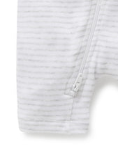 Load image into Gallery viewer, Pure Baby Short Leg Zip Growsuit - Pale Grey Stripe
