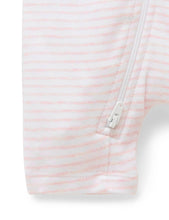 Load image into Gallery viewer, Pure Baby Short Leg Zip Growsuit - Pale Pink Stripe