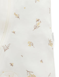 Pure Baby Short Leg Zip Growsuit - Vanilla Wattle Bee