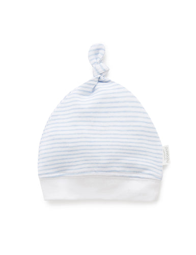 Pure Baby Knot Hat - Pale Blue Melange Stripe