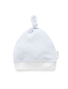 Pure Baby Knot Hat - Pale Blue Melange Stripe