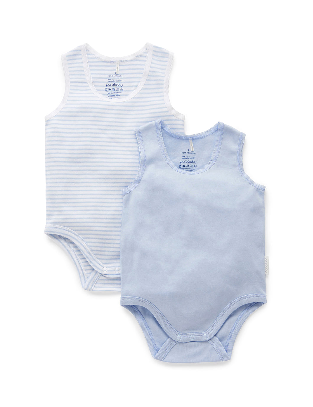 Pure Baby Rib Bodysuit 2 Pack Premature Baby Clothing